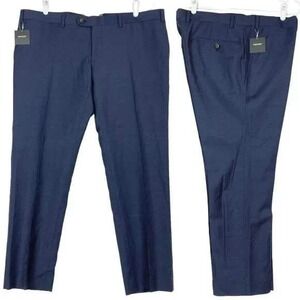 Indochino Mens Yaletown Dress Pants Trouser 40x28.5 Flat Front Blue Low Rise NWT